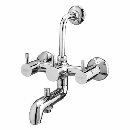 Wall Mixer Three-In-One with L-Bend Pipe for Overhead Shower Chrome